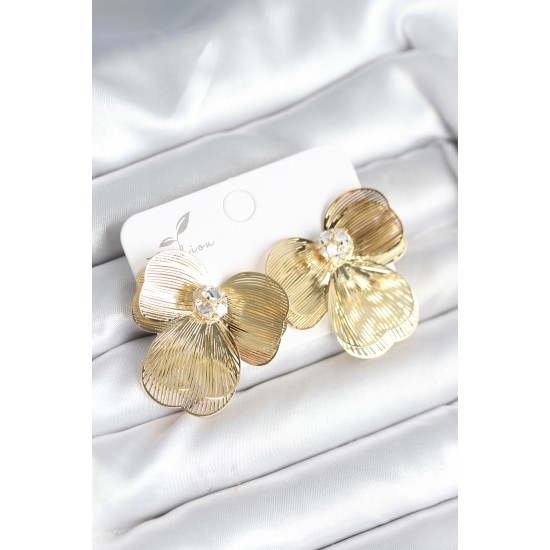 Çiçek Model Gold Renk Pirinç Kadın Küpe - TJ-BKP11293