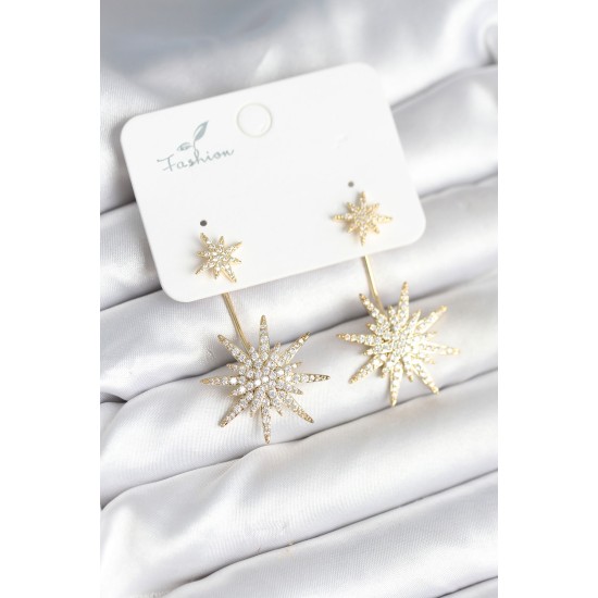 Kutup Yıldızı Model Zirkon Taşlı Pirinç Kadın Küpe - TJ-BKP11294