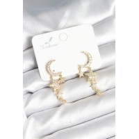 Ay ve Yıldız Model Gold Renk Pirinç Kadın Küpe TJ-BKP11295