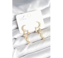 Ay ve Yıldız Model Gold Renk Pirinç Kadın Küpe - TJ-BKP11295