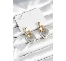 Pirinç Damla Model Gümüş Gold Renk Kadın Küpe - TJ-BKP11297