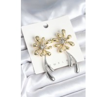 Çiçek Model Gold Gümüş Renk Kadın Küpe - TJ-BKP11298