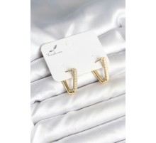 Üçgen Model Zirkon Taşlı Kadın Küpe - TJ-BKP11299