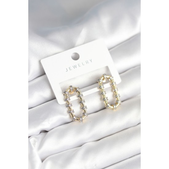 Vintage Model Halka Zirkon Taşlı Kadın Küpe - TJ-BKP11302