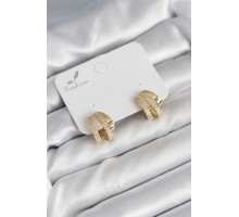 Zirkon Taşlı Gold Renk Kadın Küpe - TJ-BKP11304