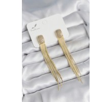 Sallantılı Krem Mineli Gold Renk Kadın Küpe - TJ-BKP11307