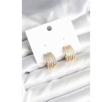 Kaburga Model Zirkon Taşlı Pirinç Kadın Küpe - TJ-BKP11310