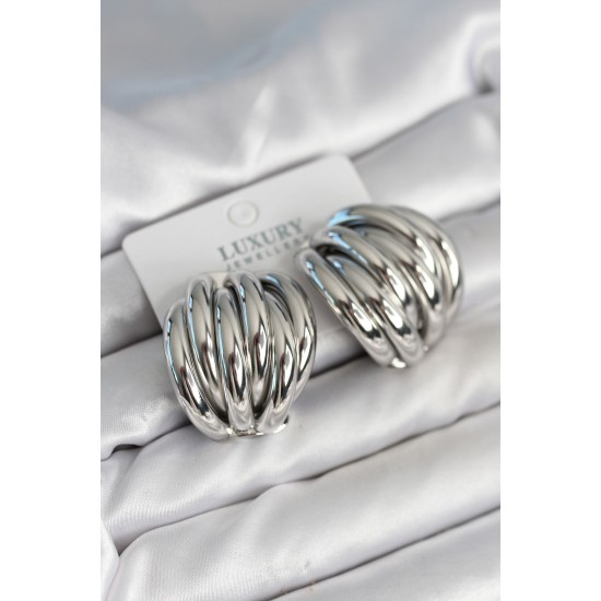 Pirinç Gümüş Renk Vintage Kadın Küpe - TJ-BKP11314