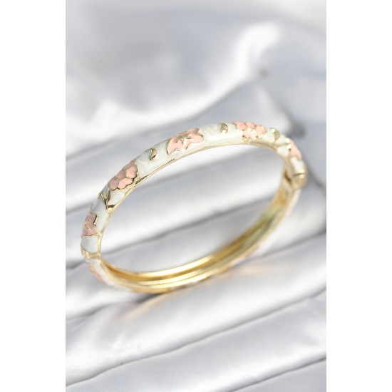 Beyaz Pembe Renk Detaylı Mineli Kelepçe - TJ-BB8009