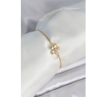 Çiçek Model Asansörlü Gold Renk Kadın Bileklik - TJ-BB8011