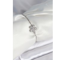 Çiçek Model Asansörlü Gümüş Renk Kadın Bileklik - TJ-BB8012