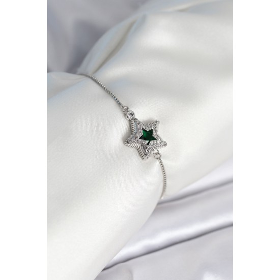 Yıldız Model Asansörlü Gümüş Renk Kadın Bileklik - TJ-BB8014