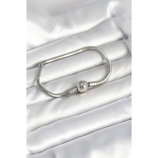 Gümüş Renk Pirinç Charm Bileklik - TJ-BB8015