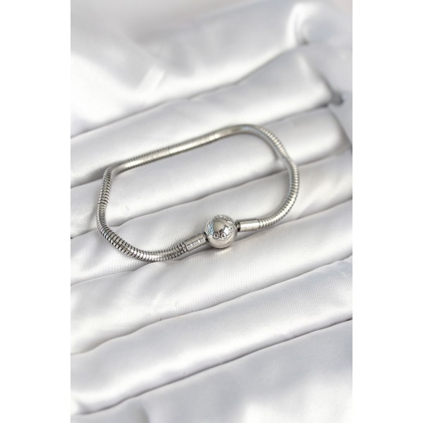 Gümüş Renk Pirinç Charm Bileklik - TJ-BB8015