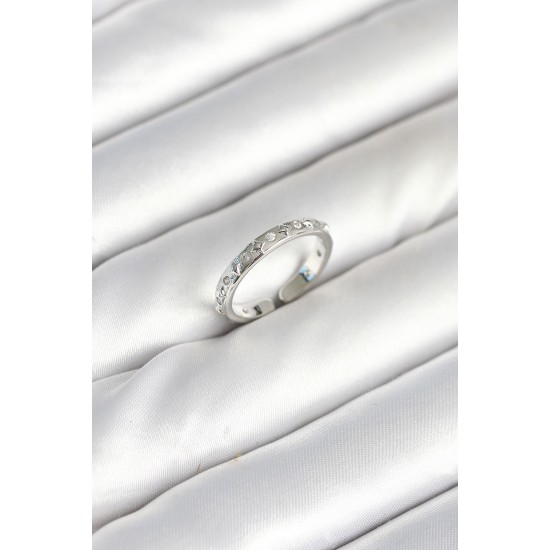 Pirinç Gümüş Renk Zirkon Taşlı Kadın Yüzük - TJ-BYK3902