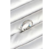 Gümüş Renk Şerit Zirkon Taşlı Kadın Yüzük - TJ-BYK3904