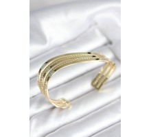 Eğik Şerit Model Gold Renk Pirinç Kadın Bileklik - TJ-BB8019