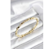 Zirkon Taşlı Küp Şerit Model Pirinç Gold Renk Kadın Bileklik - TJ-BB8022