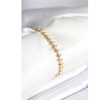 Pirinç Gold Renk Zirkon Taşlı Baklava Model Kadın Bileklik - TJ-BB8024