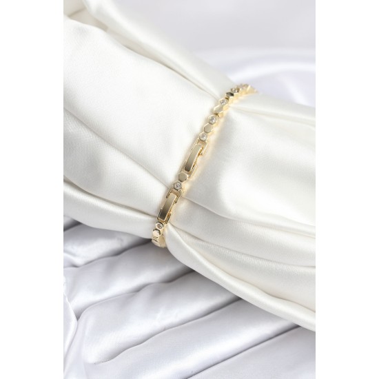 Pirinç Gold Renk İnce Petek Model Kadın Bileklik - TJ-BB8025