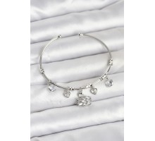 Kuğu Charmlı Gümüş Renk Kadın Bileklik - TJ-BB8036