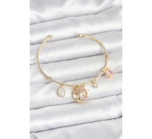 Hayat Ağacı Charmlı Gold Renk Pirinç Kadın Bileklik - TJ-BB8037