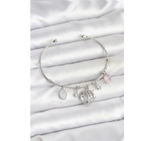 Hayat Ağacı Charmlı Gümüş Renk Pirinç Kadın Bileklik - TJ-BB8038