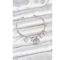 Hayat Ağacı Charmlı Gümüş Renk Pirinç Kadın Bileklik - TJ-BB8038