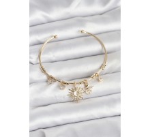 Güneş Charmlı Gold Renk Pirinç Kadın Bileklik - TJ-BB8041