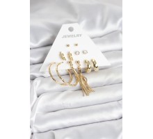 Gold Renk Pirinç Kadın 6 Çift Küpe Seti - TJ-BKP11317