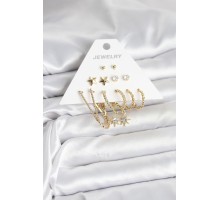 6 Çift Kadın Küpe Seti Gold Renk - TJ-BKP11318