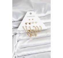 6 Çift Kadın Küpe Seti Gold Renk - TJ-BKP11318