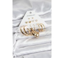 6 Çift Kadın Küpe Seti Gold Renk - TJ-BKP11319