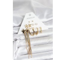 Pirinç Gold Renk 6 Çift Kadın Küpe Seti - TJ-BKP11321