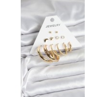 Gold Renk 6 Çiftli Pirinç Kadın Küpe Seti - TJ-BKP11323
