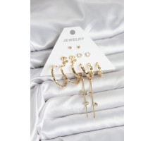 Gold Renk 6 Çift Pirinç Kadın Küpe Seti - TJ-BKP11326