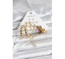 Gold Renk Pirinç 6 Çift Kadın Küpe Seti - TJ-BKP11328