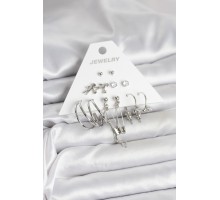 Pirinç Gümüş Renk 6'lı Kadın Küpe Seti - TJ-BKP11329