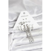 Pirinç Gümüş Renk 6 Çift Kadın Küpe TJ-BKP11336