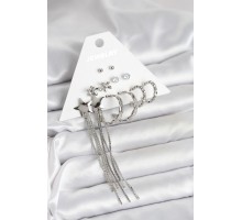 Gümüş Renk Pirinç 6 Çift Kadın Küpe Seti - TJ-BKP11338