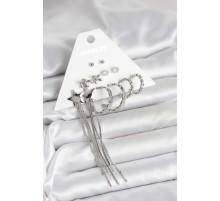 Gümüş Renk Pirinç 6 Çift Kadın Küpe Seti - TJ-BKP11338