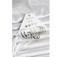 Pirinç Gümüş Renk 6 Çift Kadın Küpe Seti - TJ-BKP11340