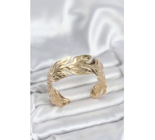 Gold Renk Pirinç Levha Yaprak Model Kadın Bileklik - TJ-BB8052