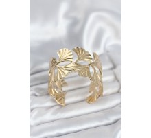 Pirinç Gold Renk Levha Yelpaze Model Kadın Bileklik - TJ-BB8053