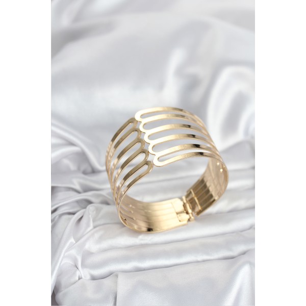 Gold Renk Pirinç Kaburga Model Kadın Bileklik - TJ-BB8063