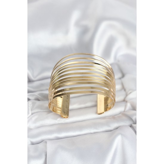 Gold Renk Pirinç Kaburga Model Kadın Bileklik - TJ-BB8065