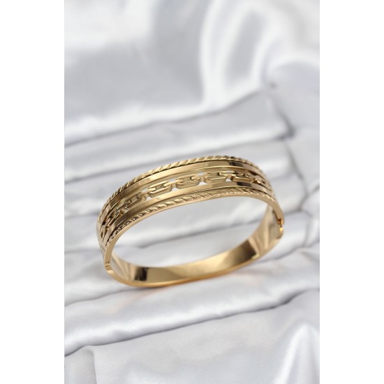 316L Çelik Gold Renk Vintage Model Kadın Kelepçe Bileklik - TJ-BB8071