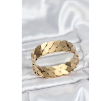 316L Çelik Gold Renk Ezme Zincir Model Kadın Kelepçe Bileklik - TJ-BB8074