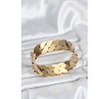 316L Çelik Gold Renk Ezme Zincir Model Kadın Kelepçe Bileklik - TJ-BB8074