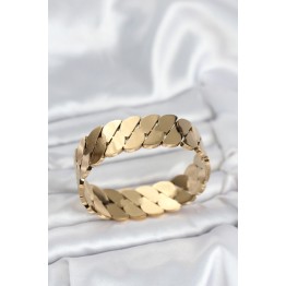 316L Çelik Gold Renk Ezme Zincir Model Kadın Kelepçe Bileklik TJ-BB8074